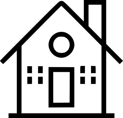 Simple Black House Icon with Chimney