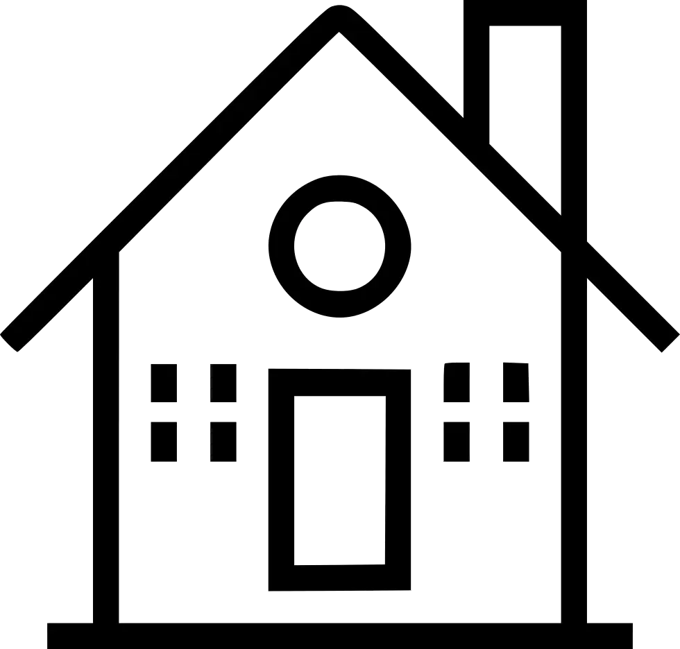 Simple Black House Icon with Chimney