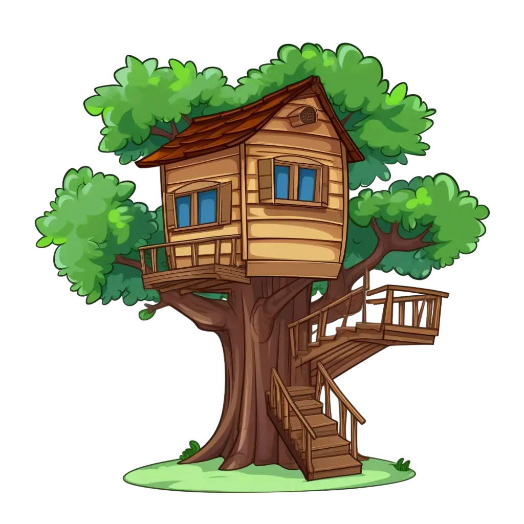 Wooden Treehouse in Forest Illustration