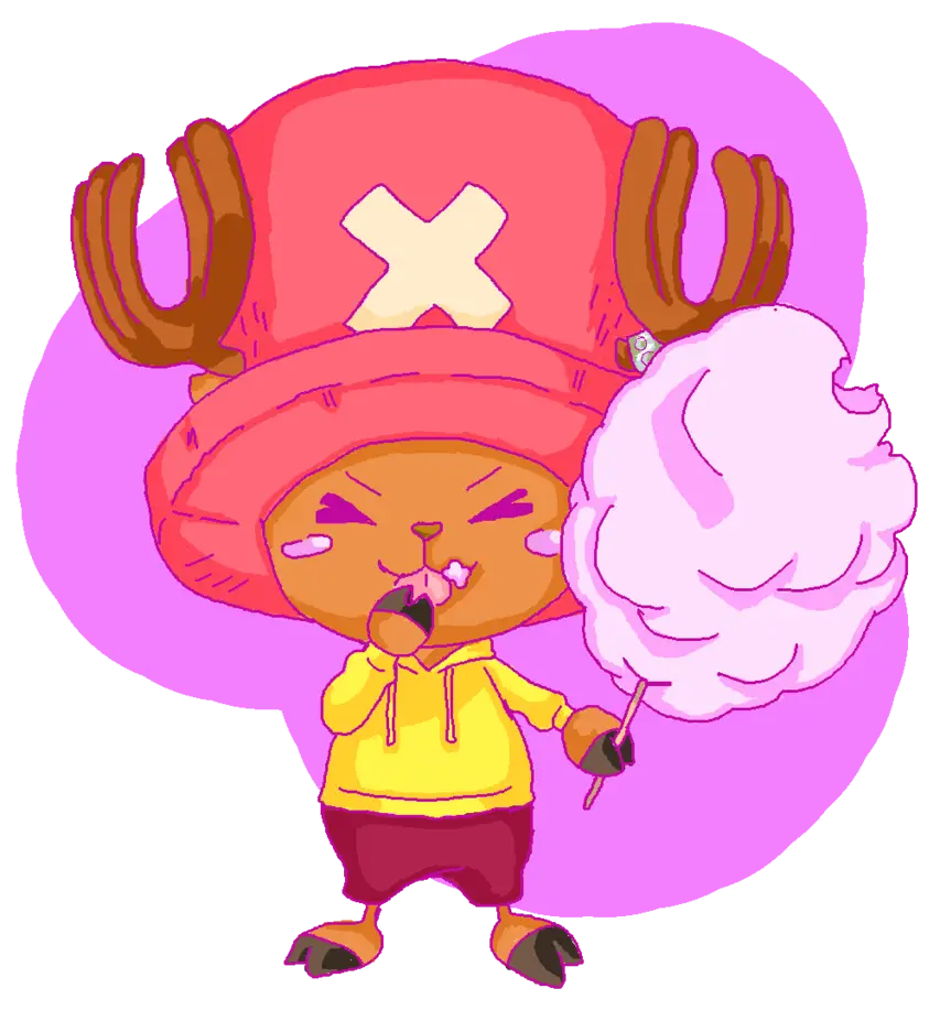 Cartoon Reindeer Eating Cotton Candy