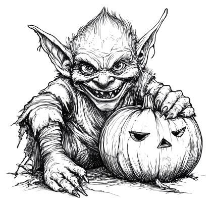 Sketch Goblin with Pumpkin