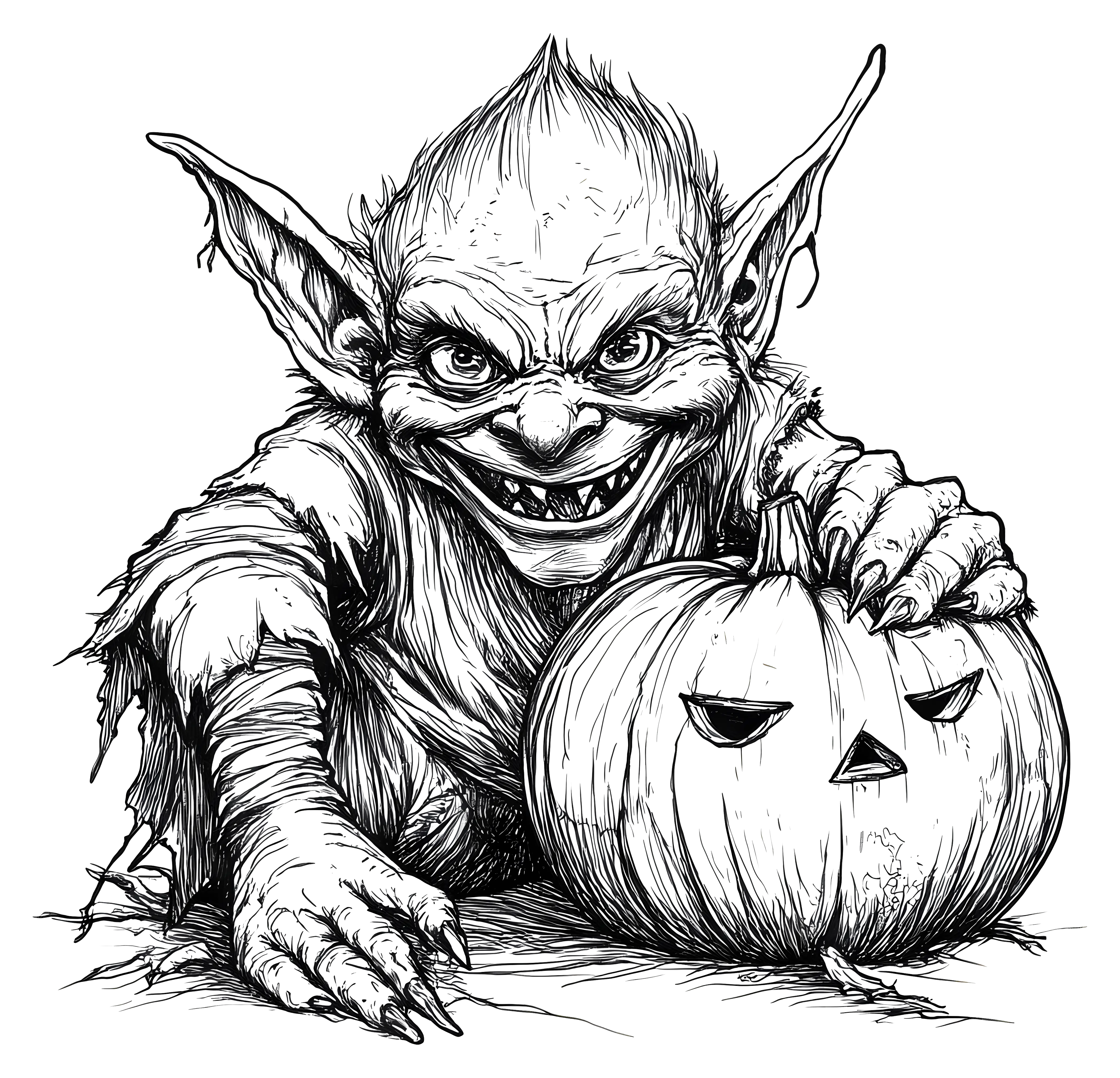 Sketch Goblin with Pumpkin