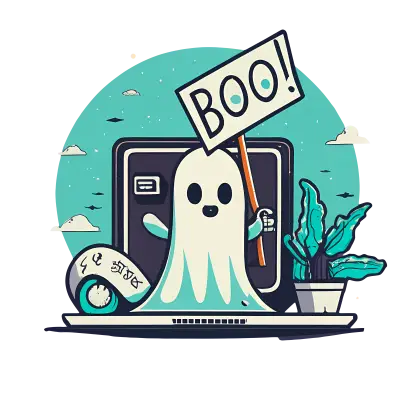Cartoon Ghost with Boo Sign