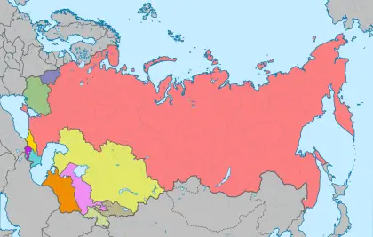 Map of the Soviet Union with Highlighted Regions