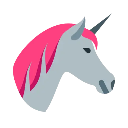 Magical Cartoon Unicorn Head with Pink Mane