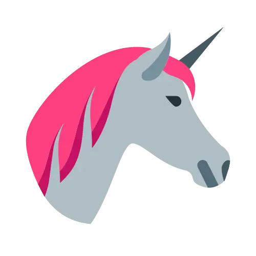 Magical Cartoon Unicorn Head with Pink Mane