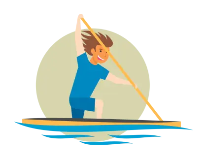 Man Paddleboarding Cartoon Illustration