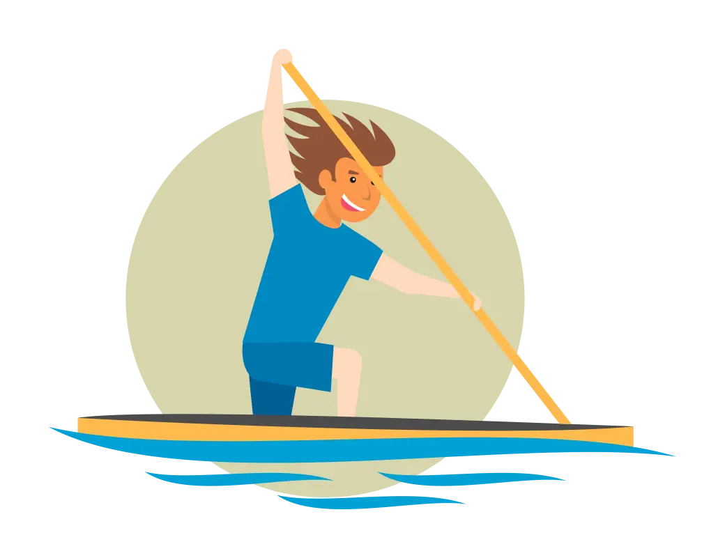 Man Paddleboarding Cartoon Illustration