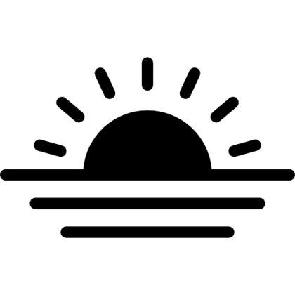 Black Sunrise Symbol in Minimalist Style