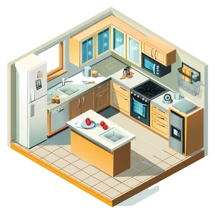 Isometric Illustration of a Modern Kitchen Layout