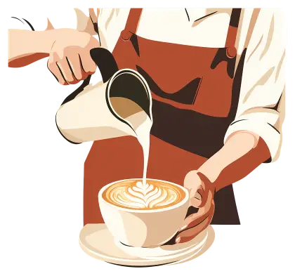 Barista Pouring Coffee Illustration