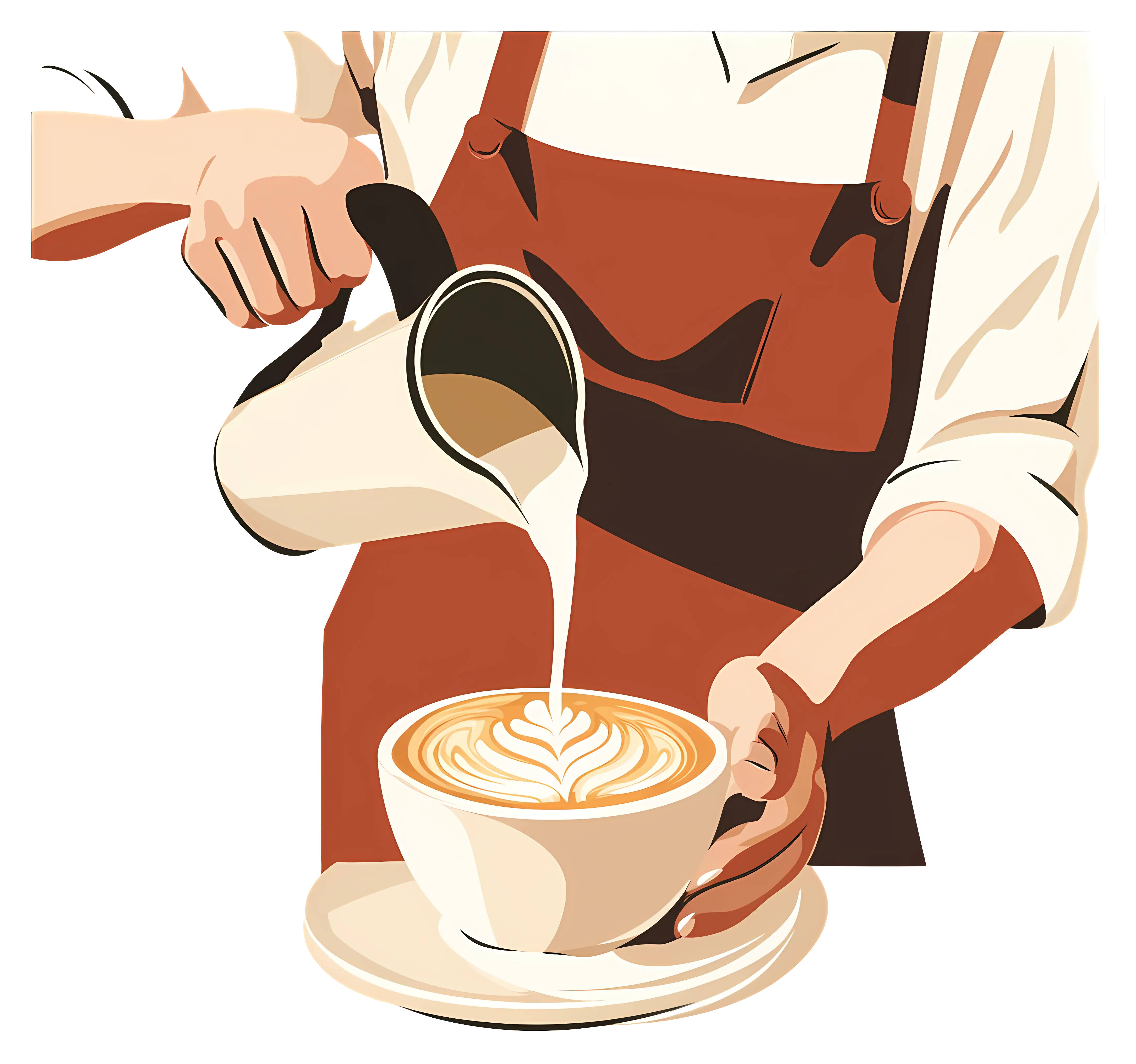 Barista Pouring Coffee Illustration