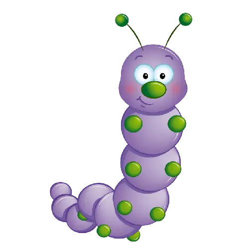 Cute Purple Cartoon Caterpillar