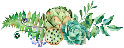 Watercolor Botanical Arrangement with Greenery and Artichokes