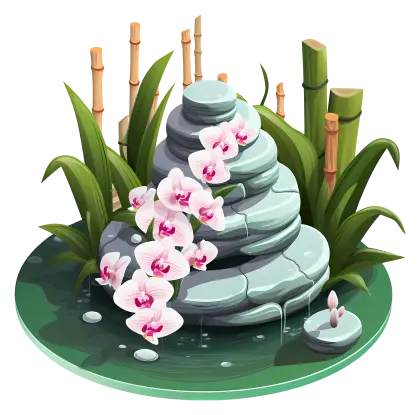 Zen Garden with Pink Orchids