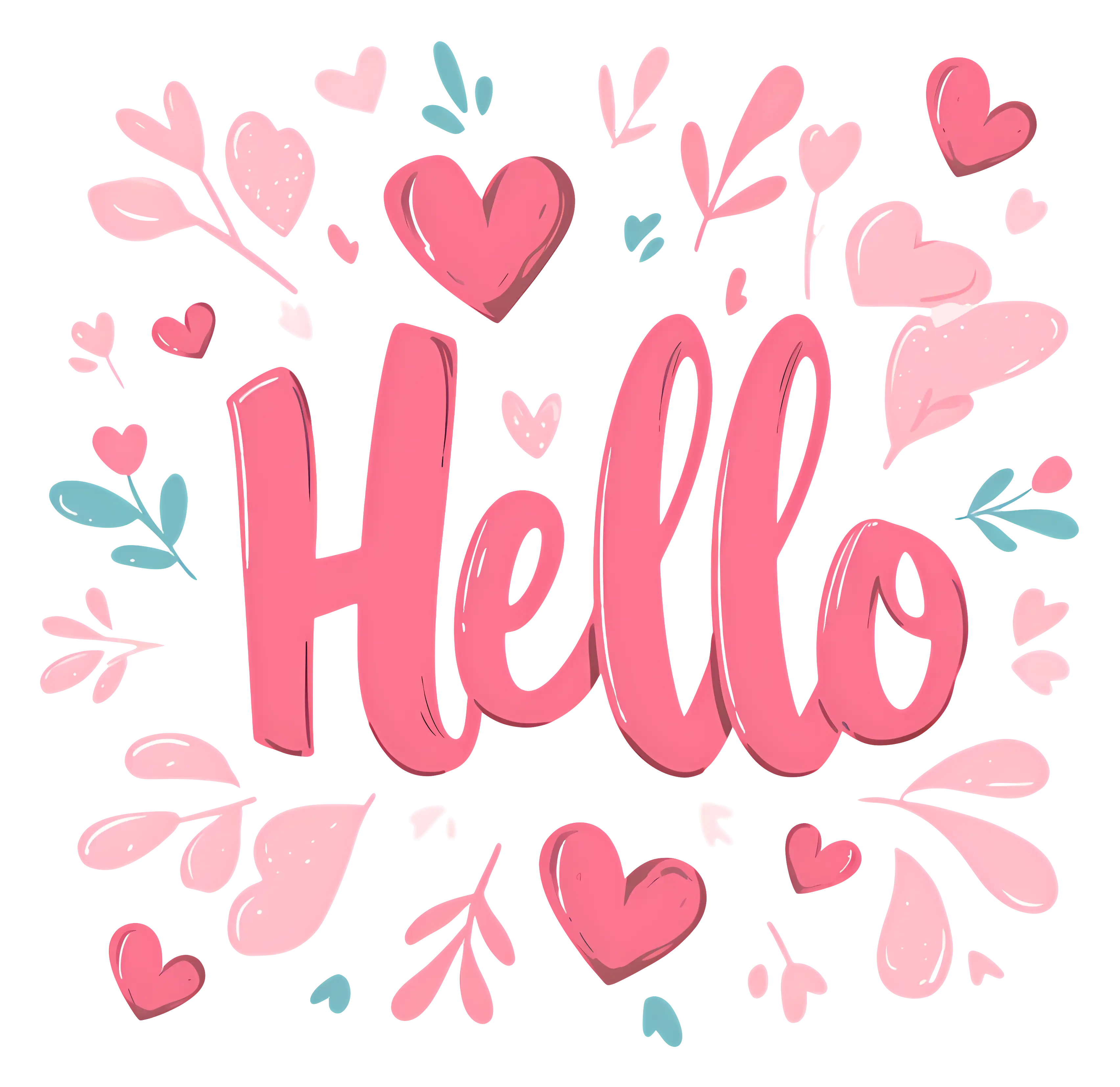 Pink Hello Text with Heart Decoration