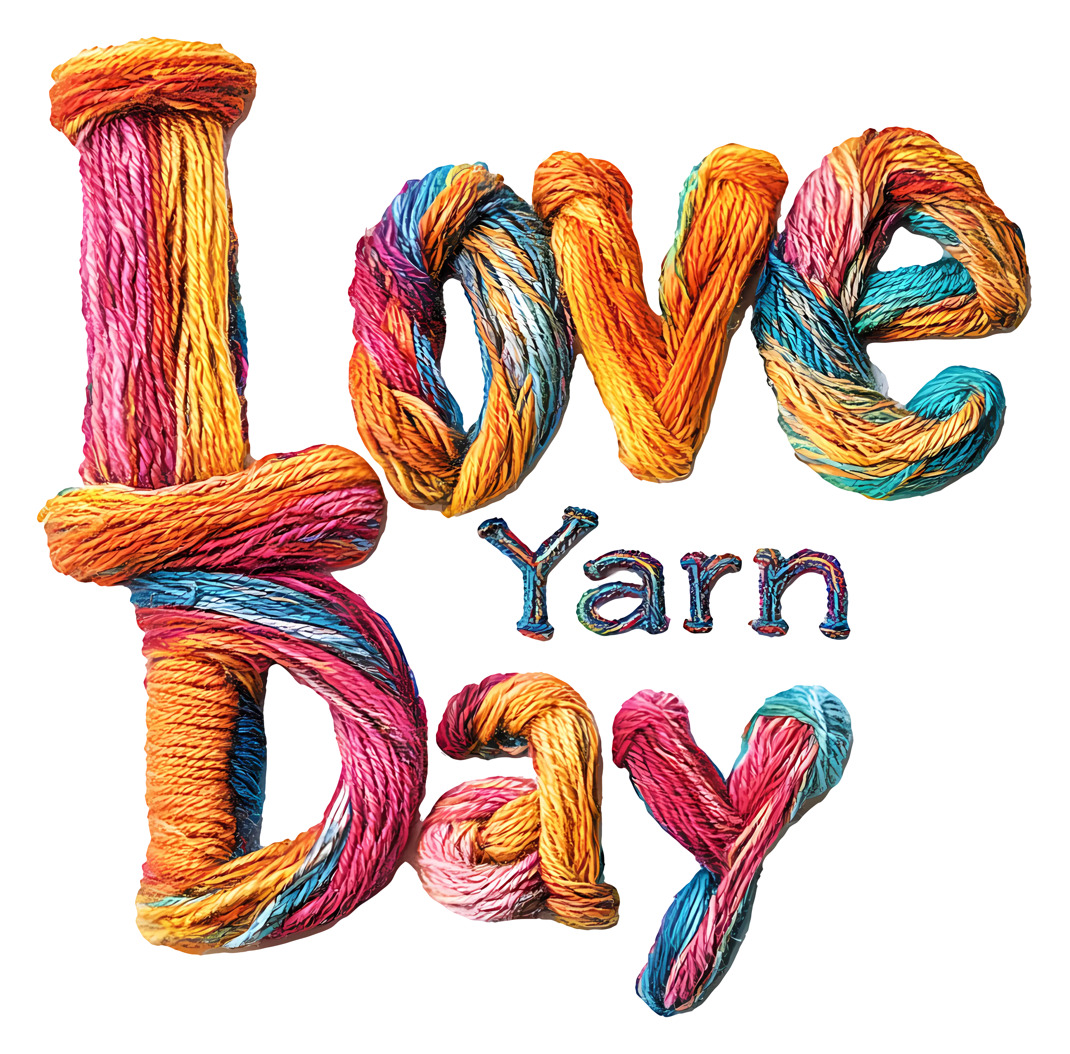 Love Yarn Day text made of yarn