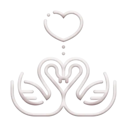 Romantic Swans Forming a Heart