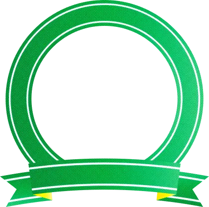 Green Award Badge with Ribbons