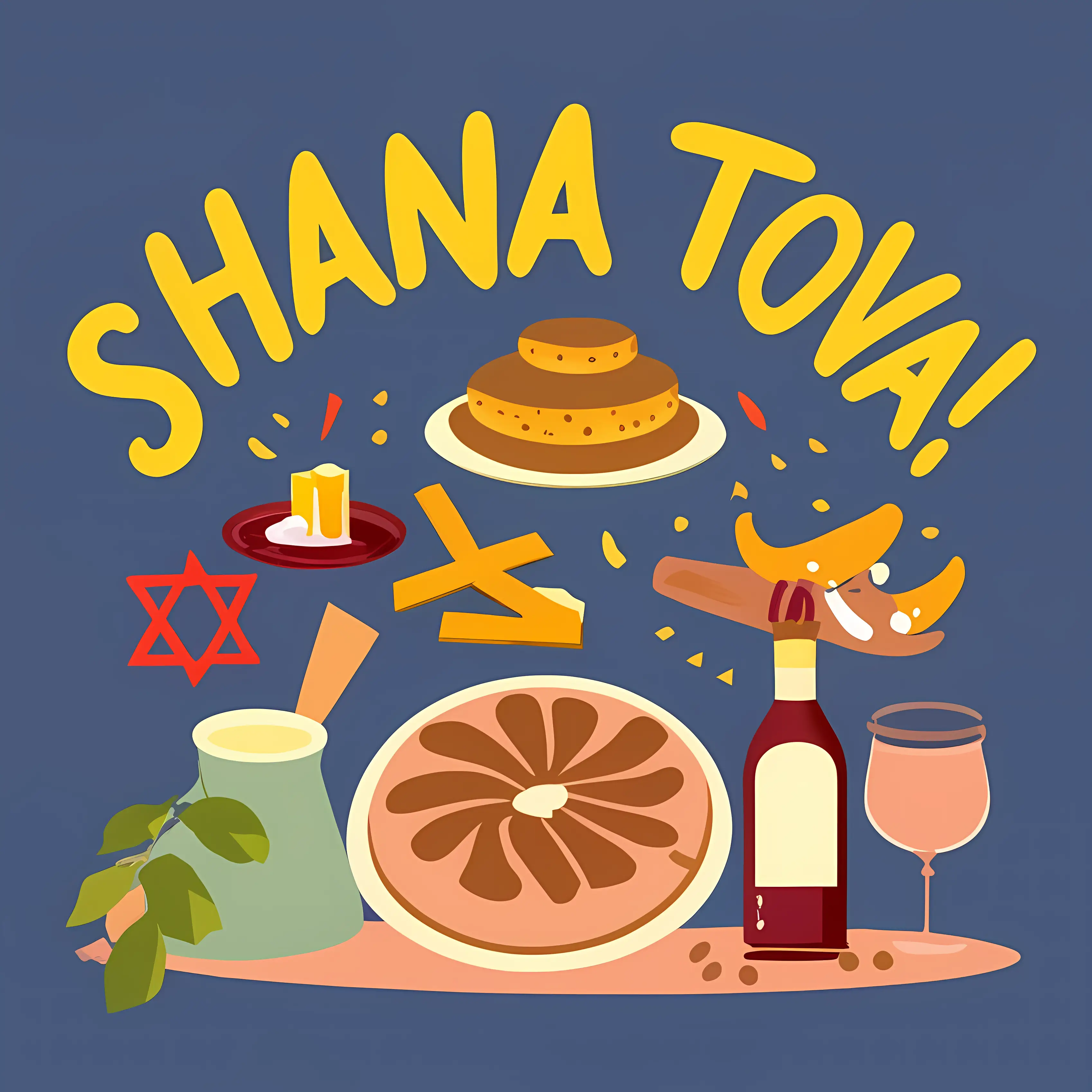 Shana Tova Greeting with Festive Foods
