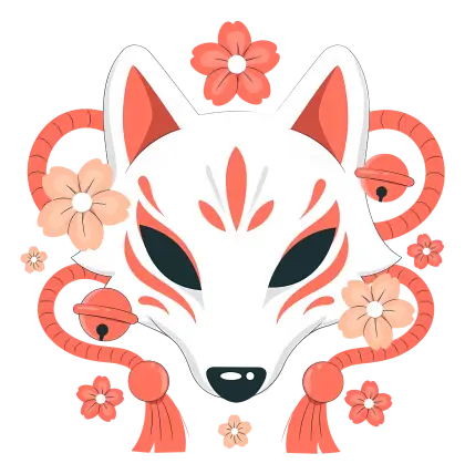 Fox Mask with Orange Flowers
