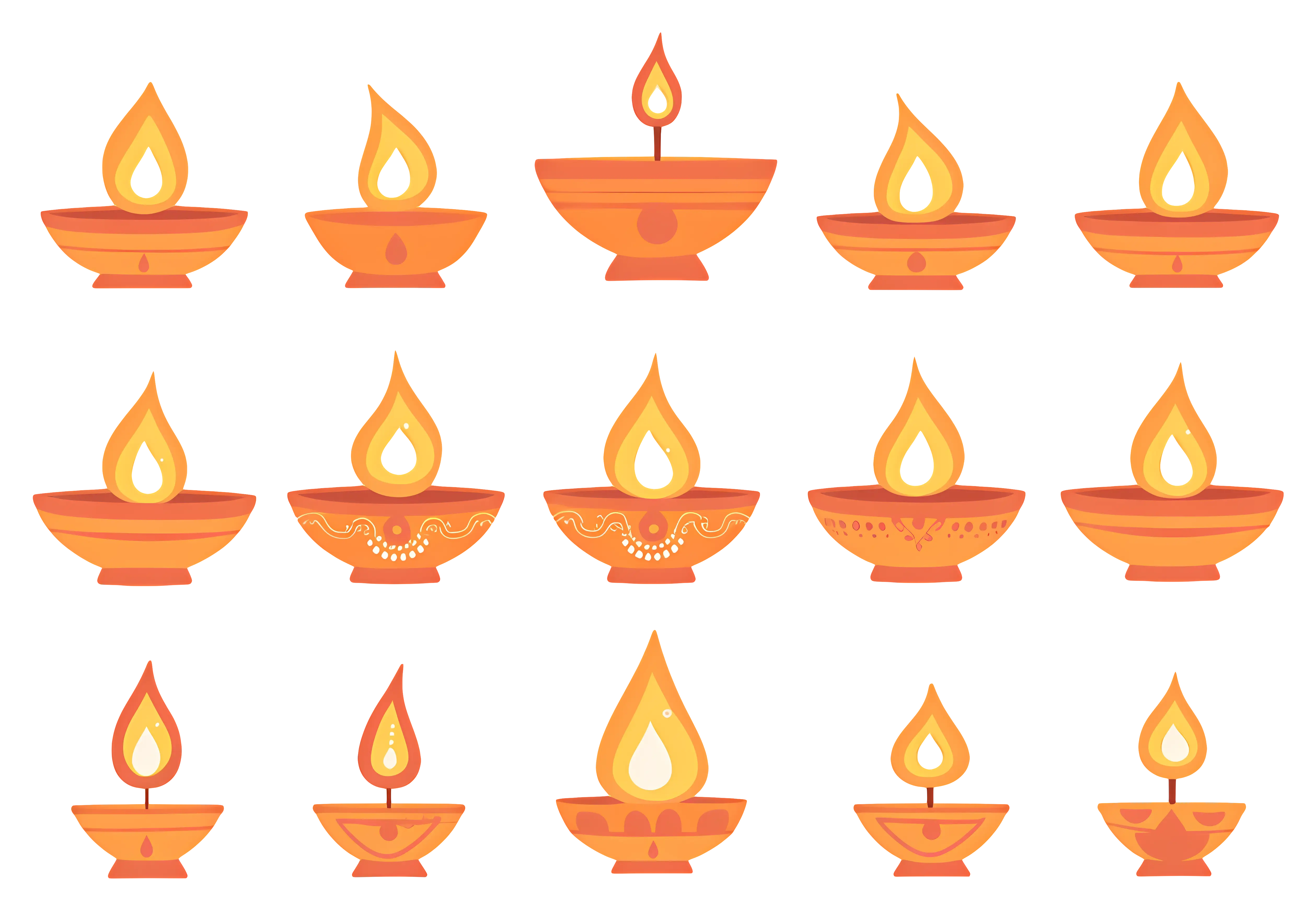 Orange Diya for Diwali Festival