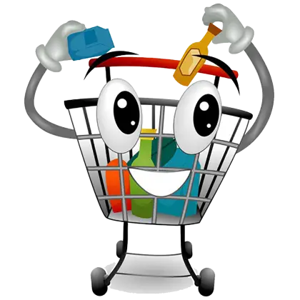 Happy Shopping Cart Cartoon