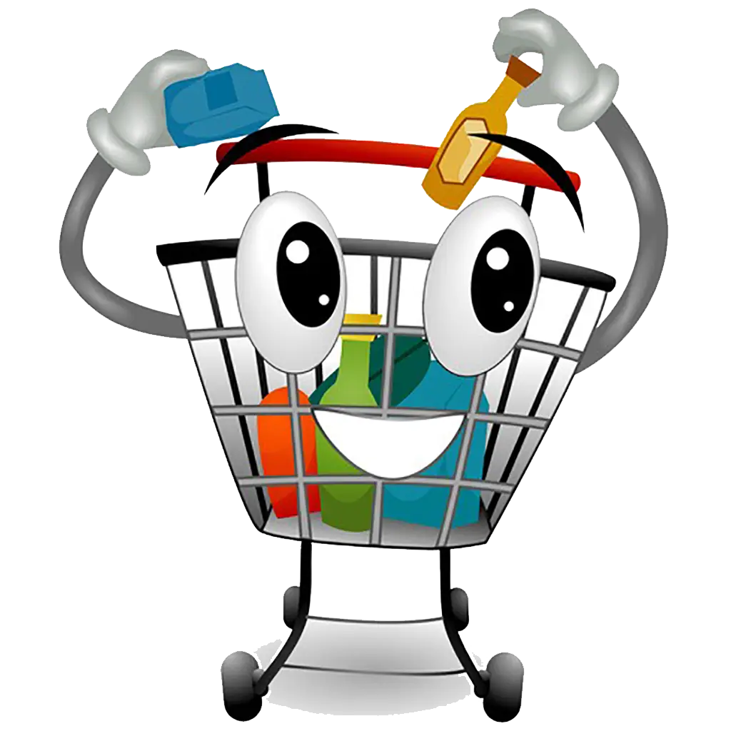 Happy Shopping Cart Cartoon