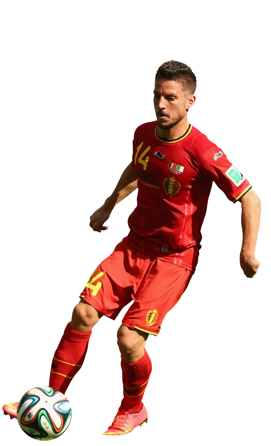 Soccer player in action with ball
