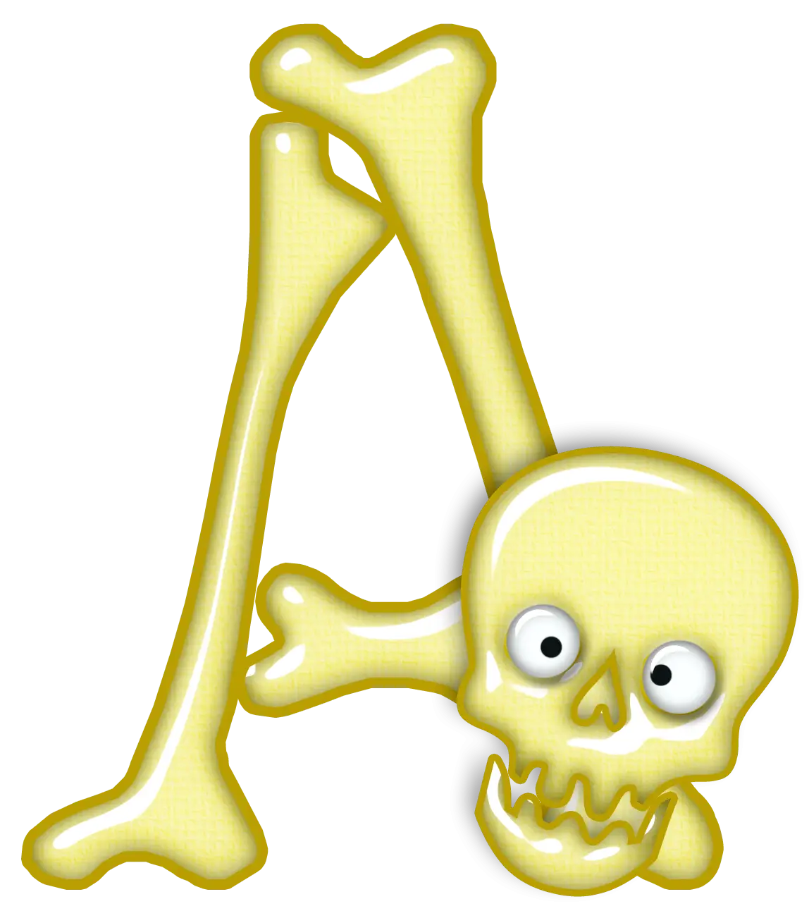 Yellow Skull and Bones Letter A Design