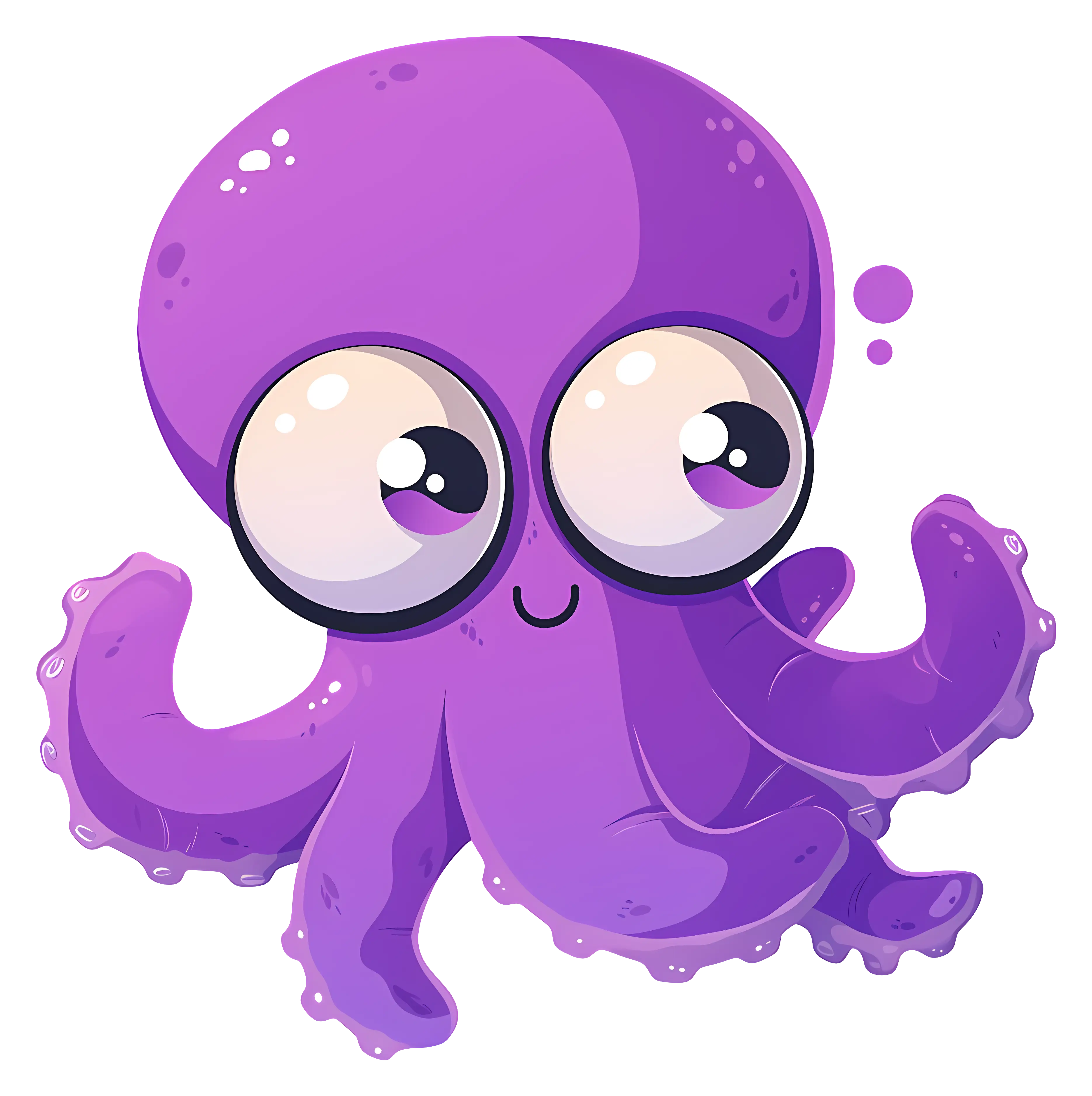 Purple Cartoon Octopus with Big Eyes