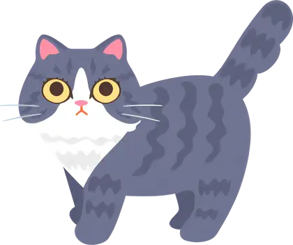 Cute Cartoon Gray Tabby Cat