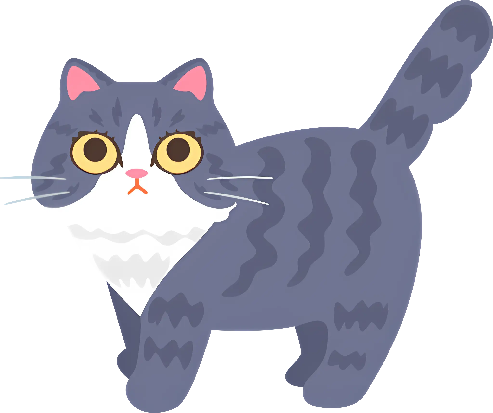 Cute Cartoon Gray Tabby Cat