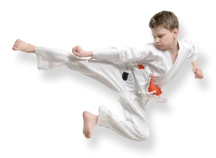 Karate Kid Performing a Kick