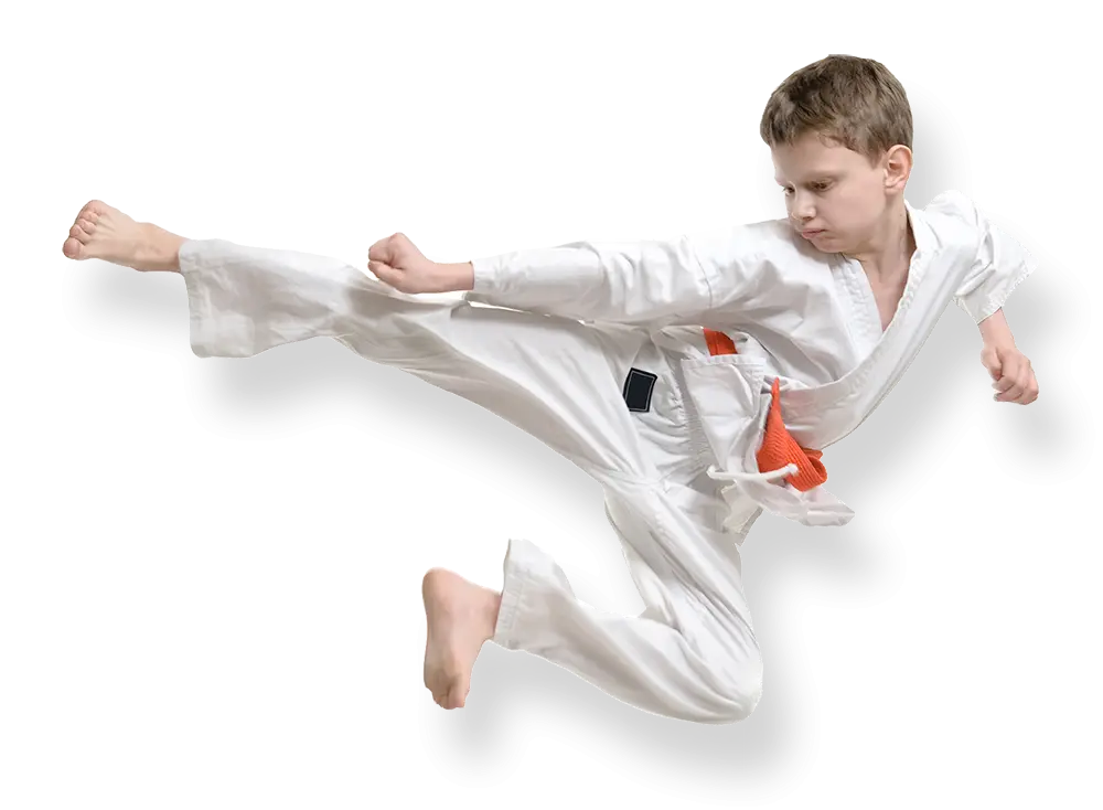 Karate Kid Performing a Kick