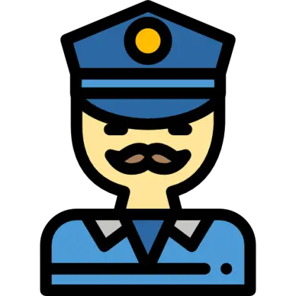 Cartoon Police Officer in Uniform