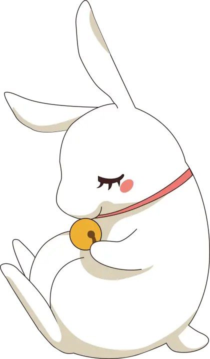 Cute White Rabbit with Bell