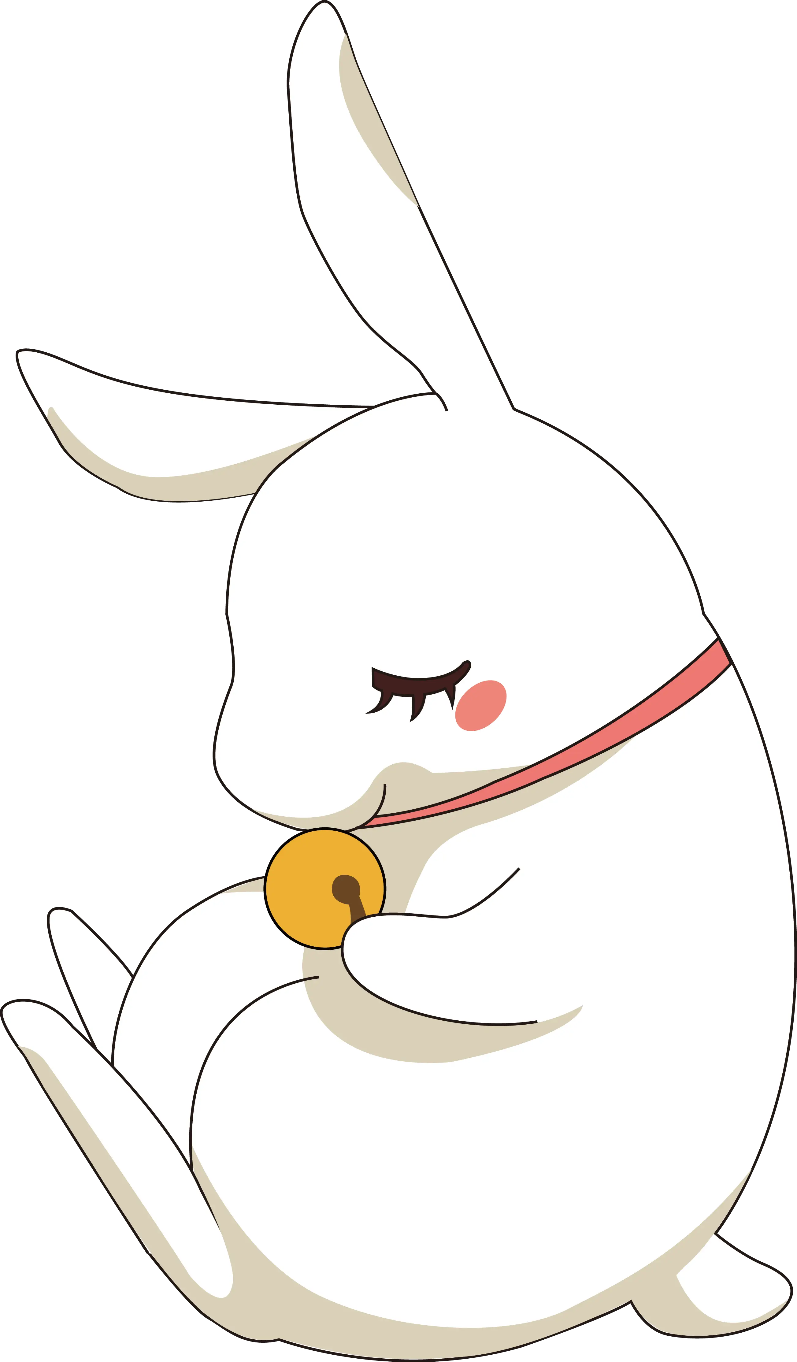 Cute White Rabbit with Bell