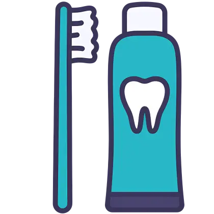 Cartoon Toothbrush and Toothpaste for Dental Hygiene