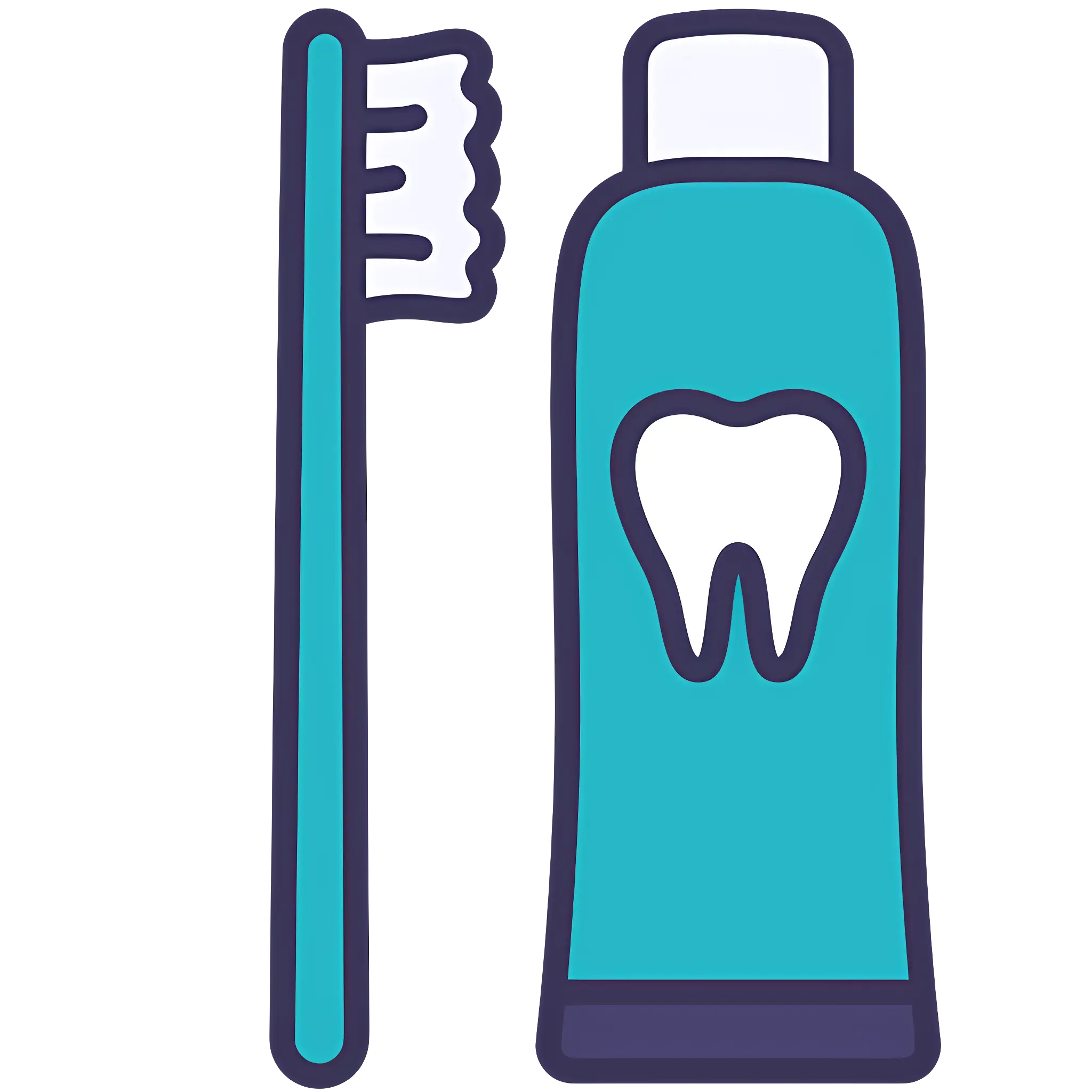Cartoon Toothbrush and Toothpaste for Dental Hygiene