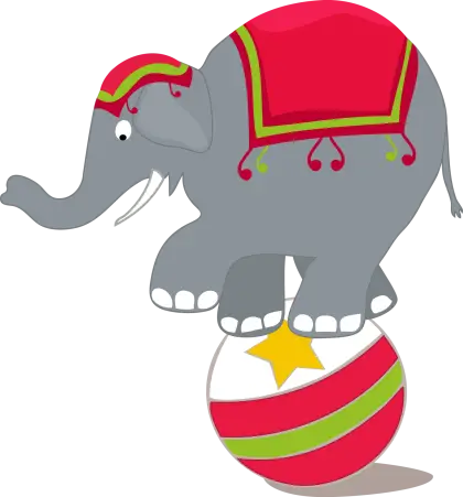 Cartoon Elephant Balancing on a Ball