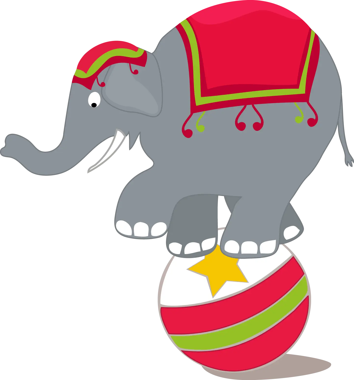 Cartoon Elephant Balancing on a Ball