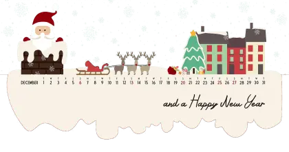 Santa and Reindeer with December Calendar