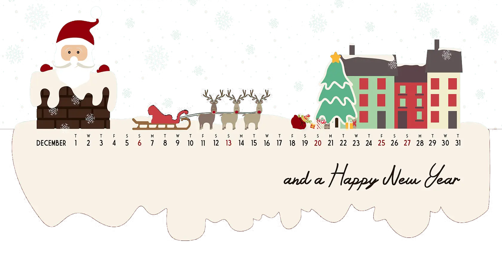 Santa and Reindeer with December Calendar