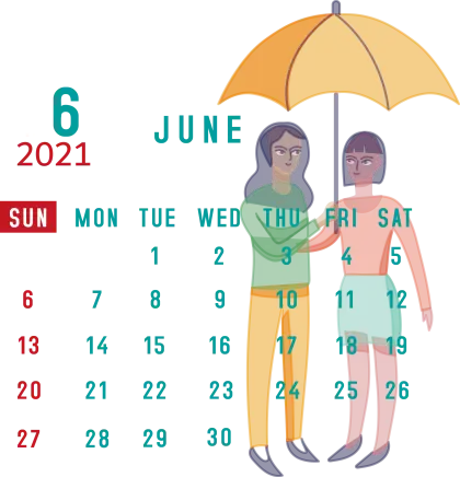 June 2021 Monthly Illustrated Calendar