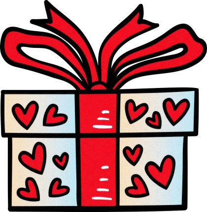 Gift Box Decorated with Red Hearts