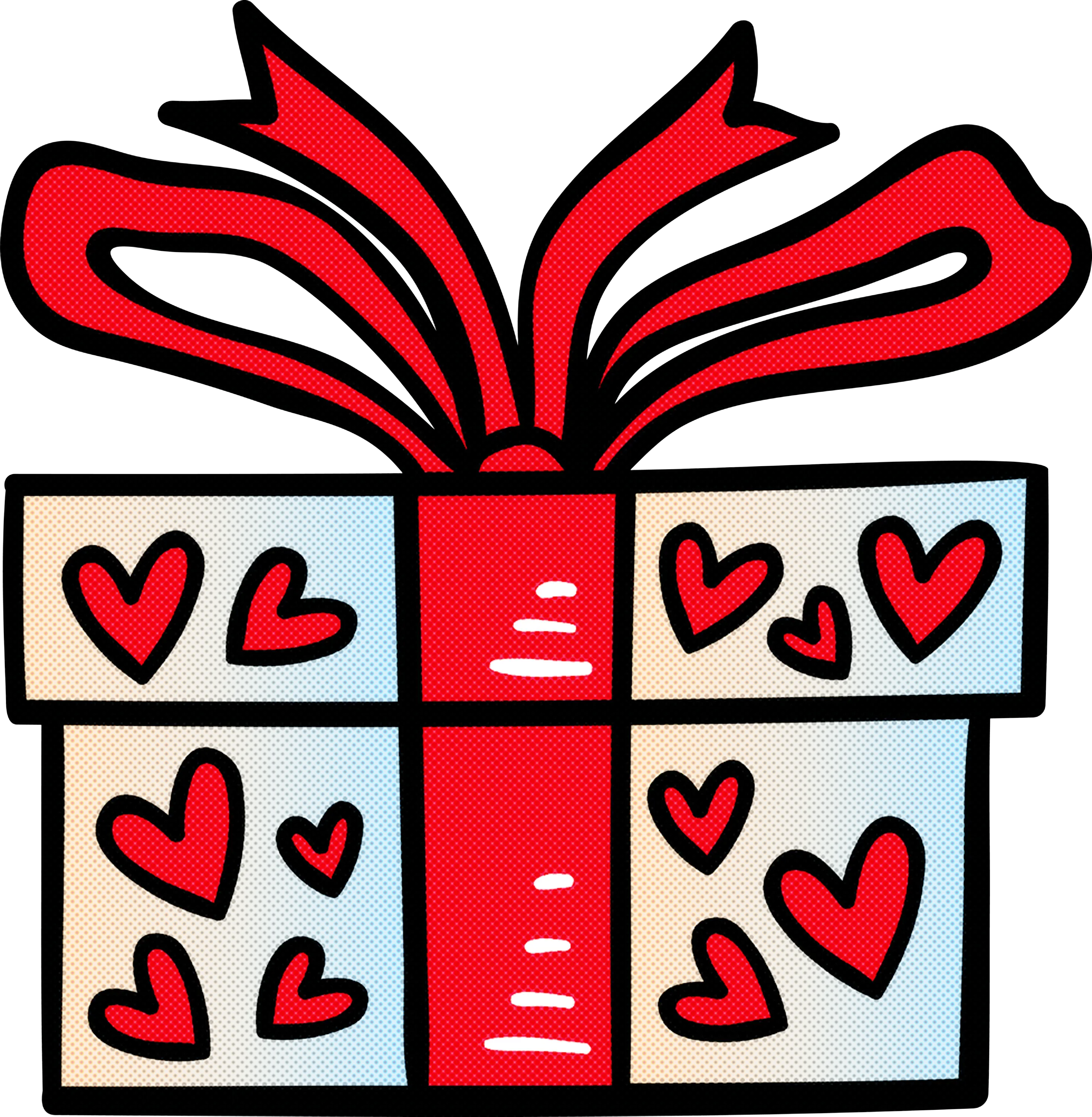 Gift Box Decorated with Red Hearts