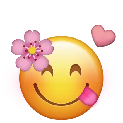 Smiley Face with Flower and Heart
