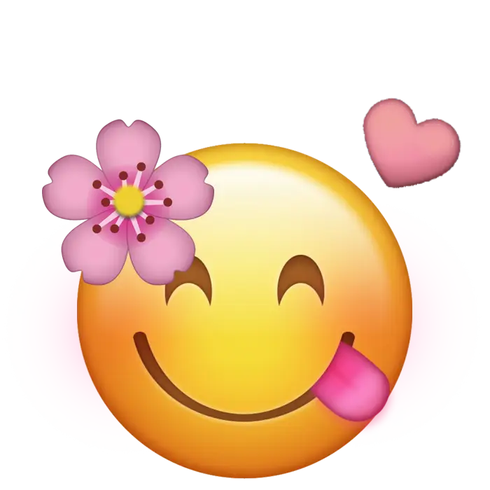 Smiley Face with Flower and Heart
