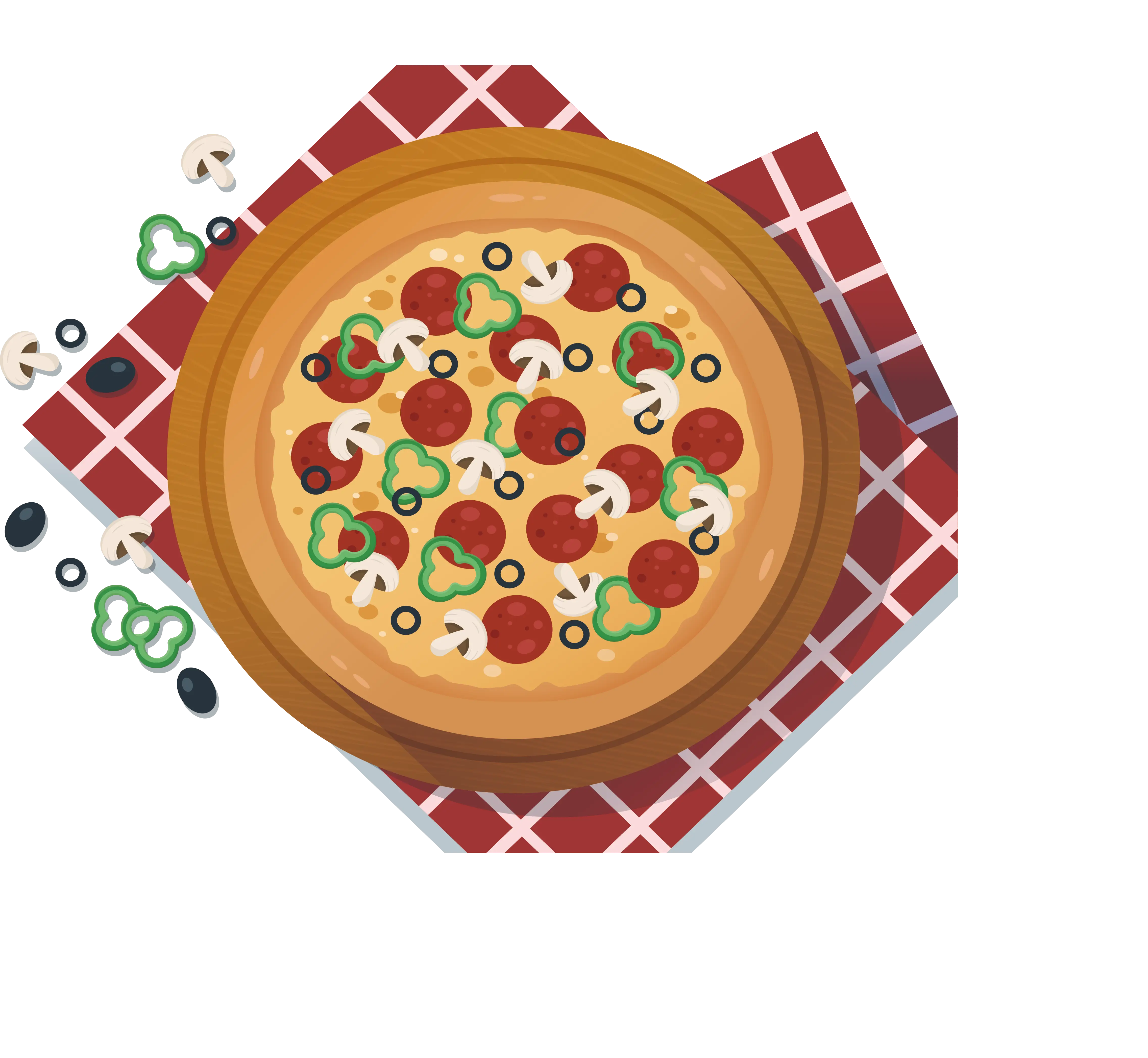 Freshly Served Pizza with Various Toppings